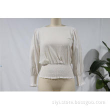Long Sleeved White Blouse With Waist Tucked In